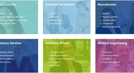 6 business areas boxes and description PR