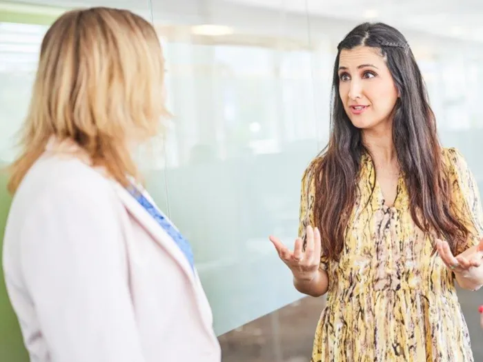 Two medical consultants in hall